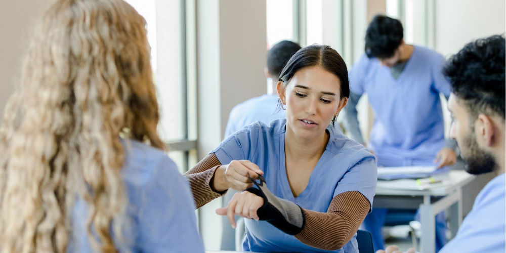 Med school students working on a project