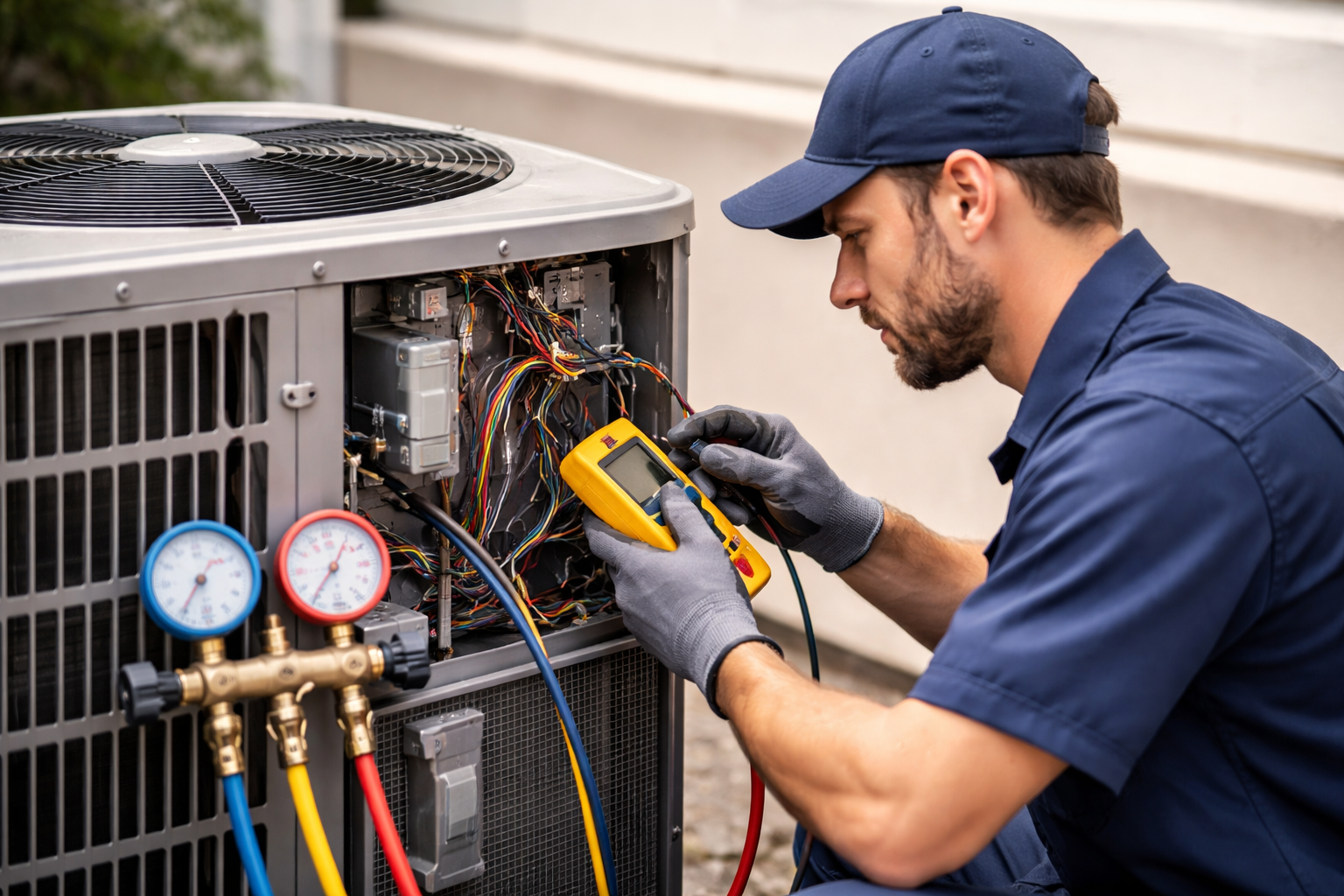 HVAC Repairman working