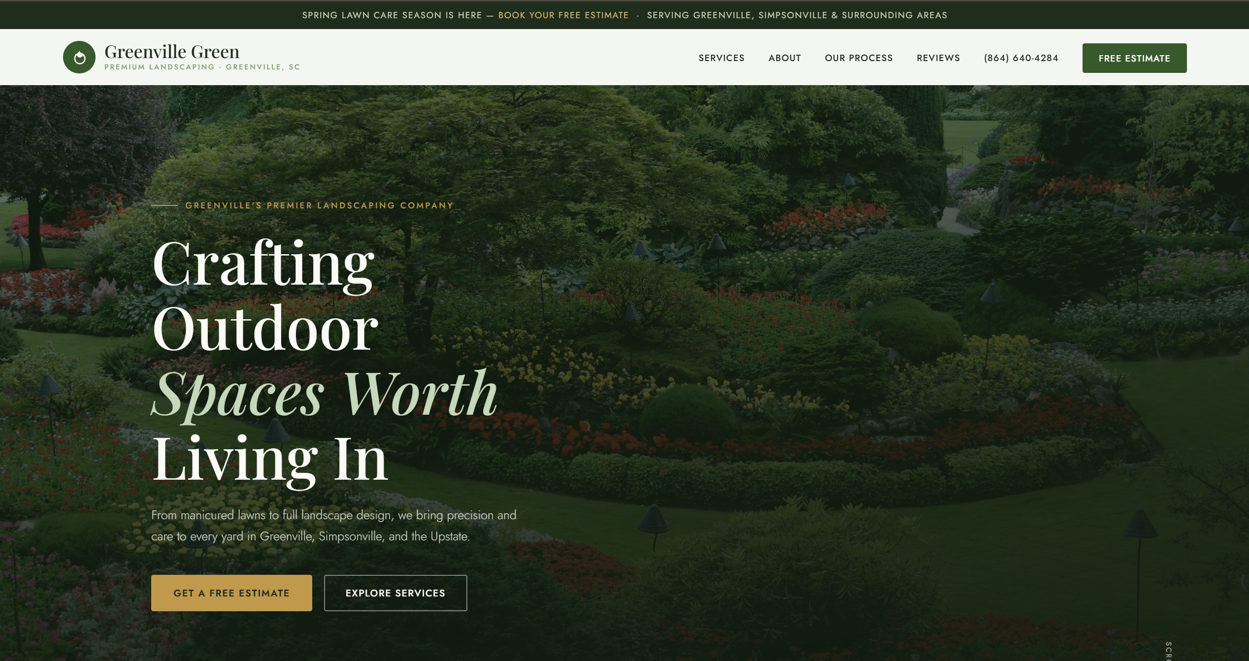 Landscaping website screenshot