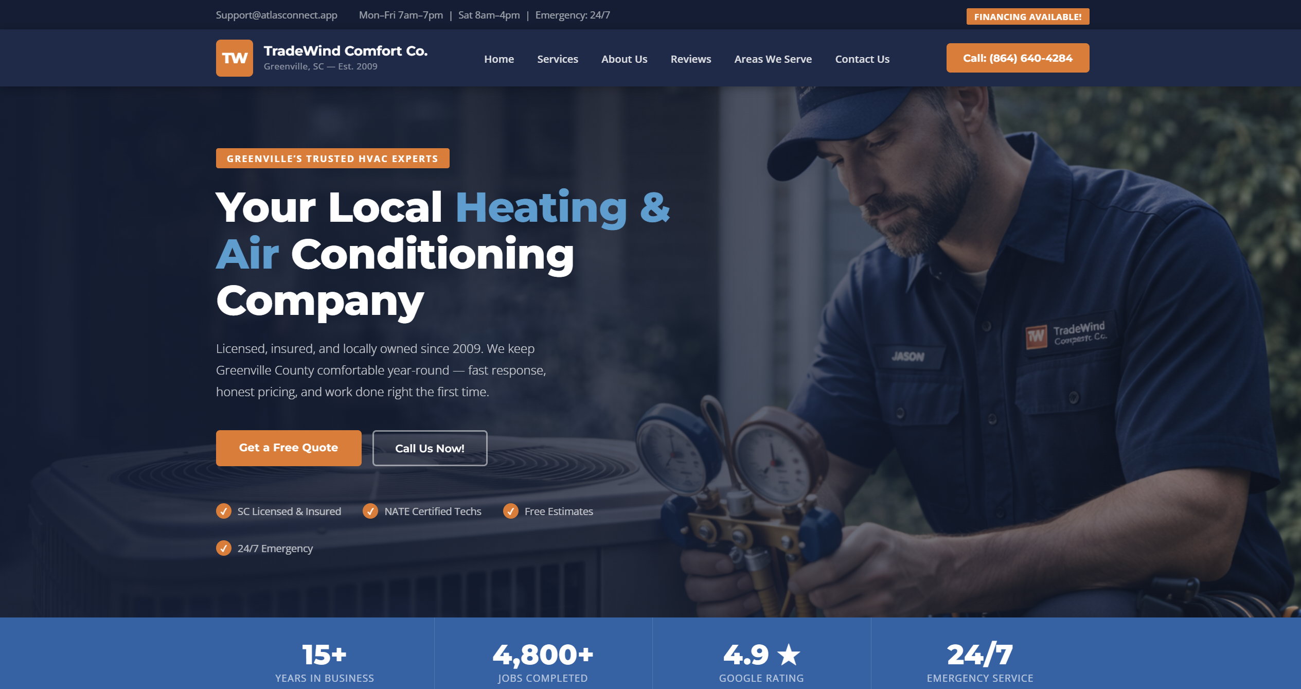 HVAC website screenshot