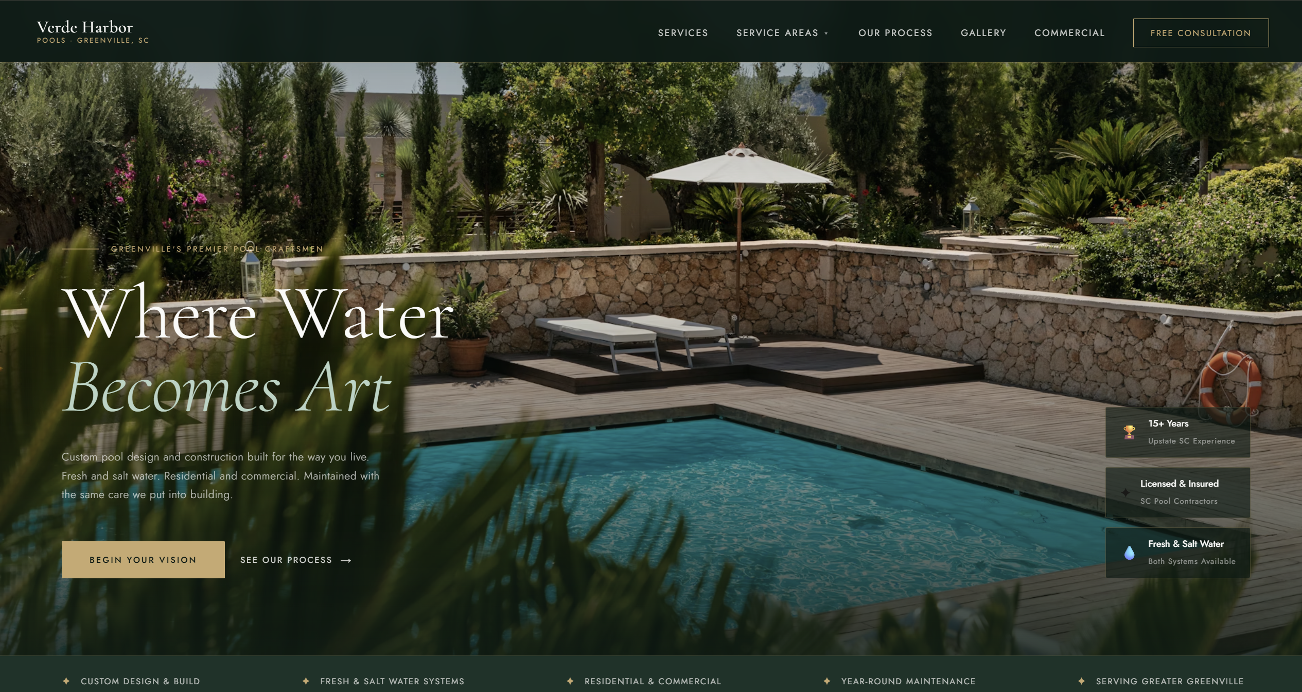 Pool design website screenshot