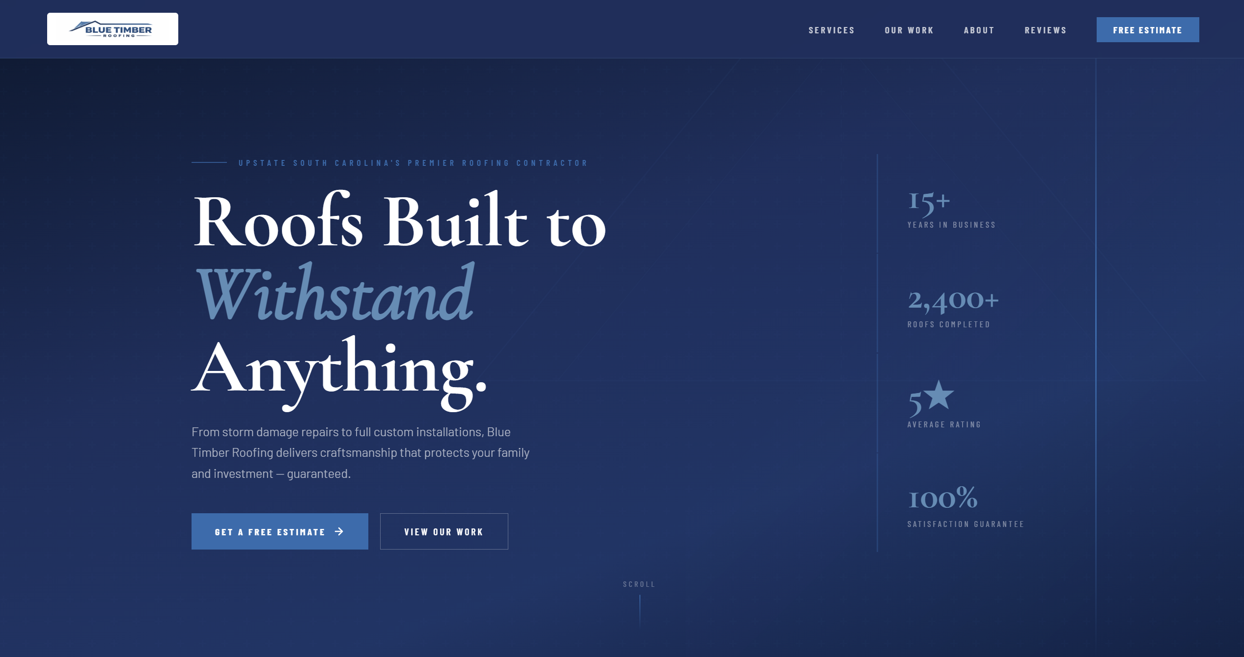 Roofing website screenshot