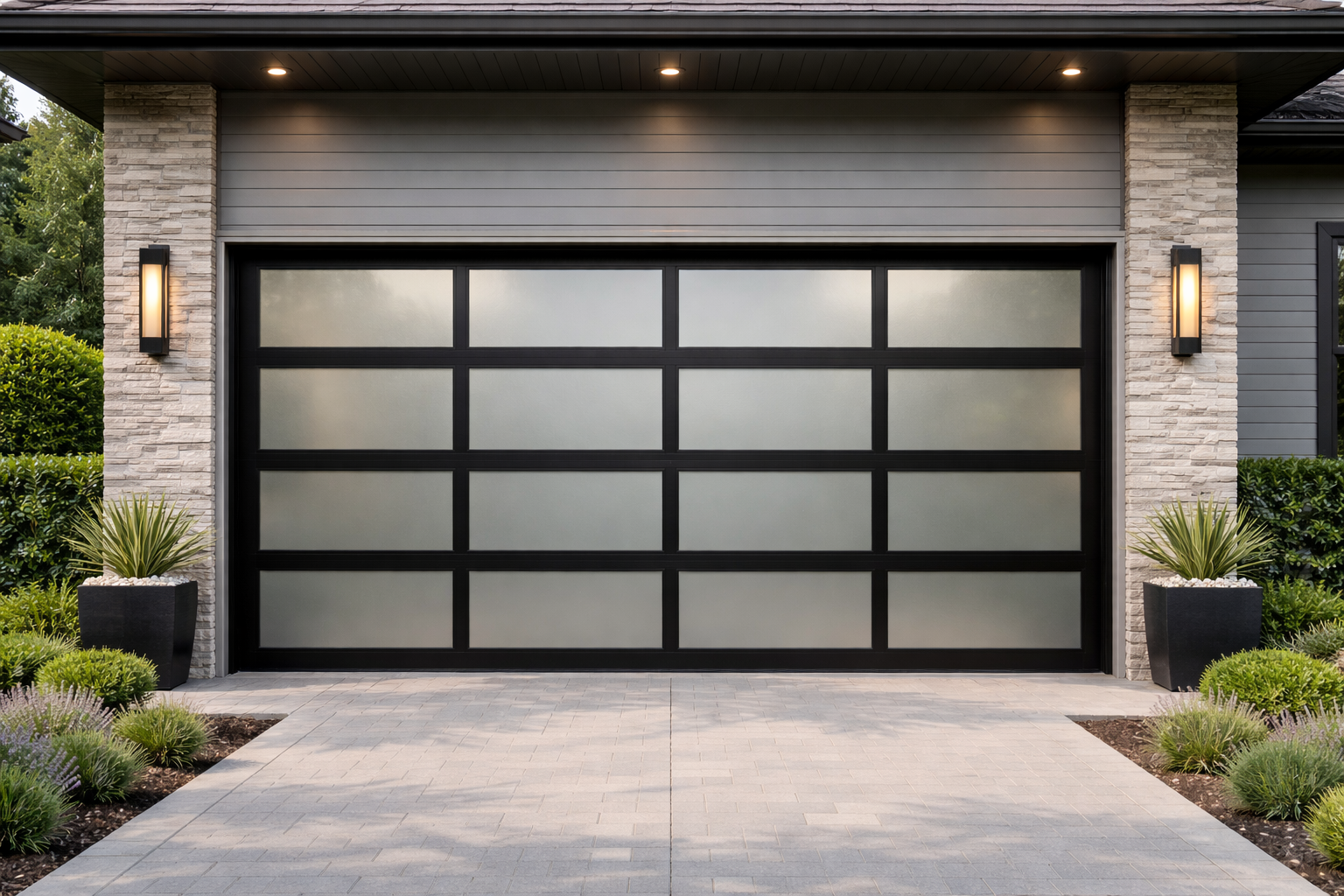 Modern aluminum garage door