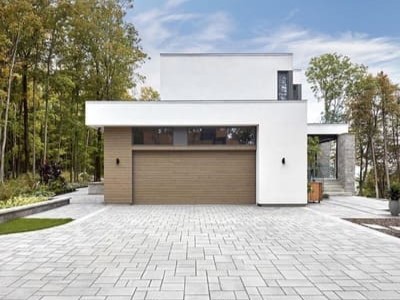 Paver driveway on a contemporary house