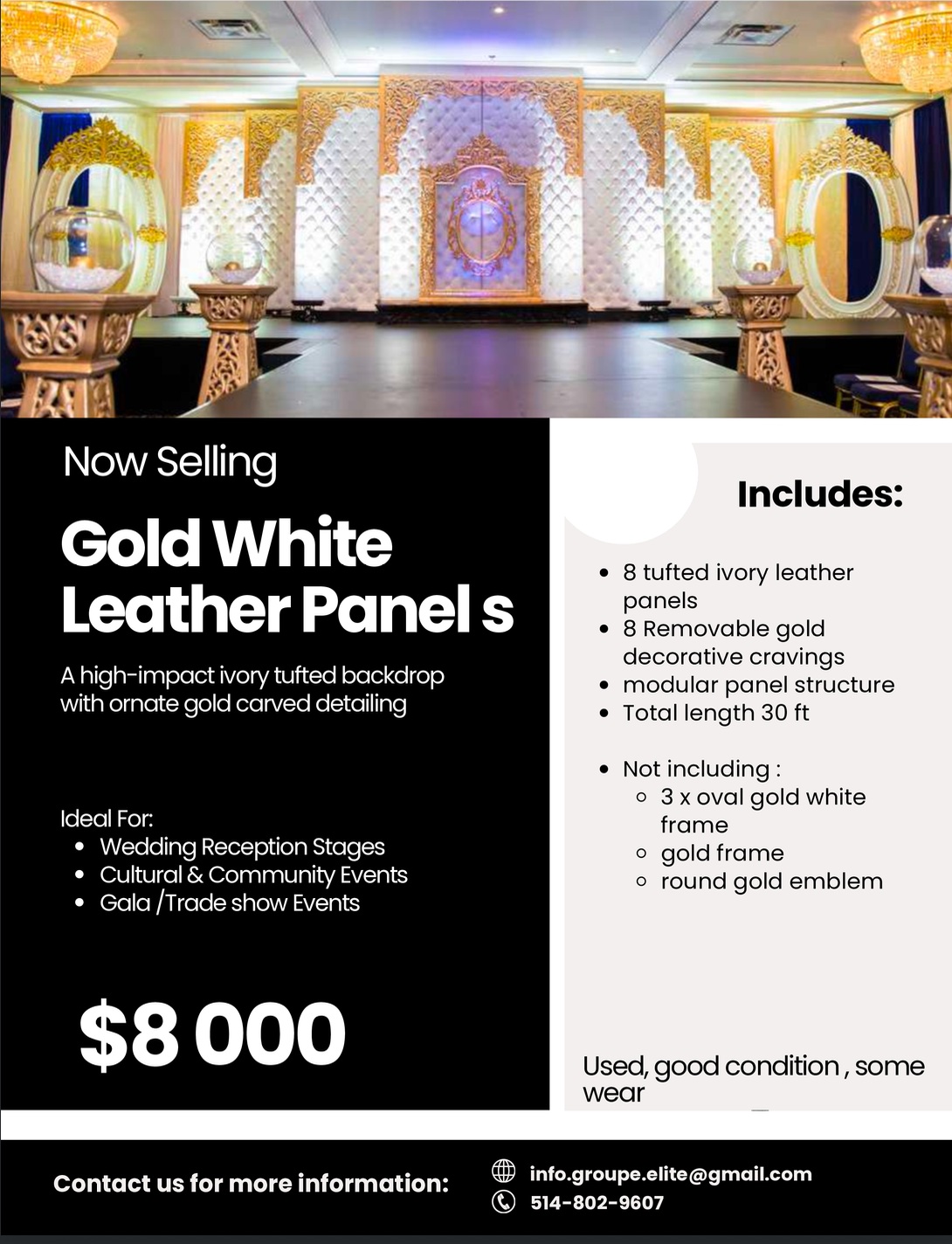 Gold White Leather Panels — Dimensions