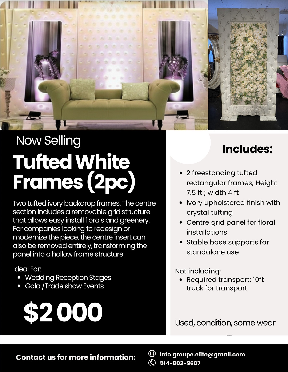 Tufted White Frames — Options & Condition