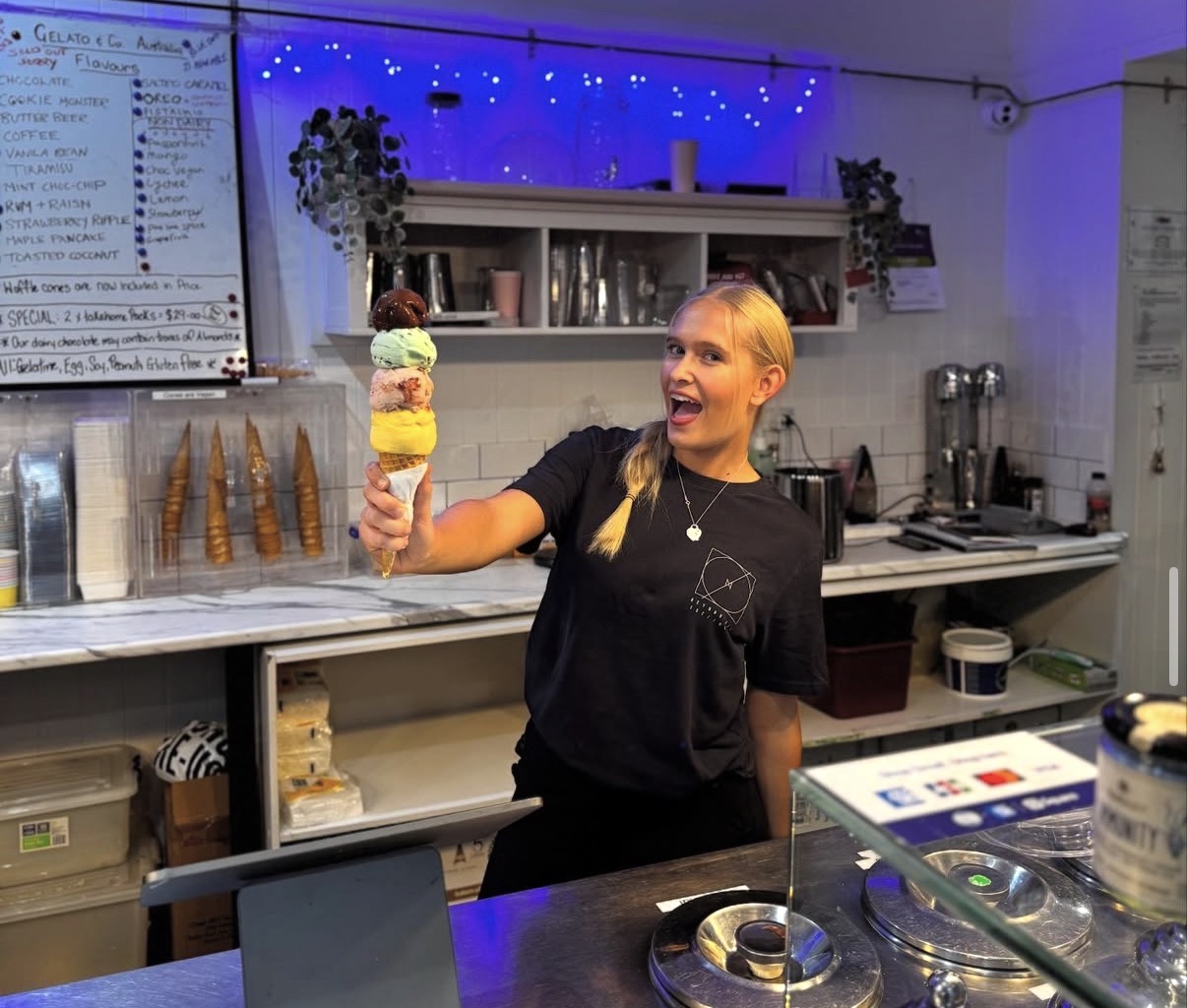 Team member behind the counter