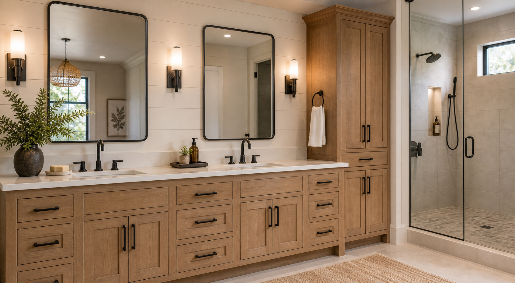 Kitchen and bathroom remodel with custom cabinetry