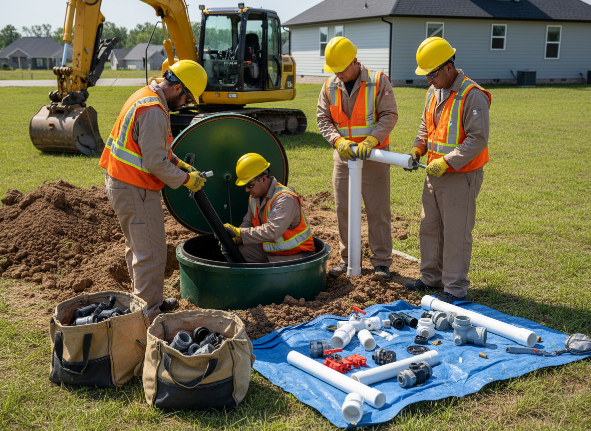 Wastewater system installation in progress