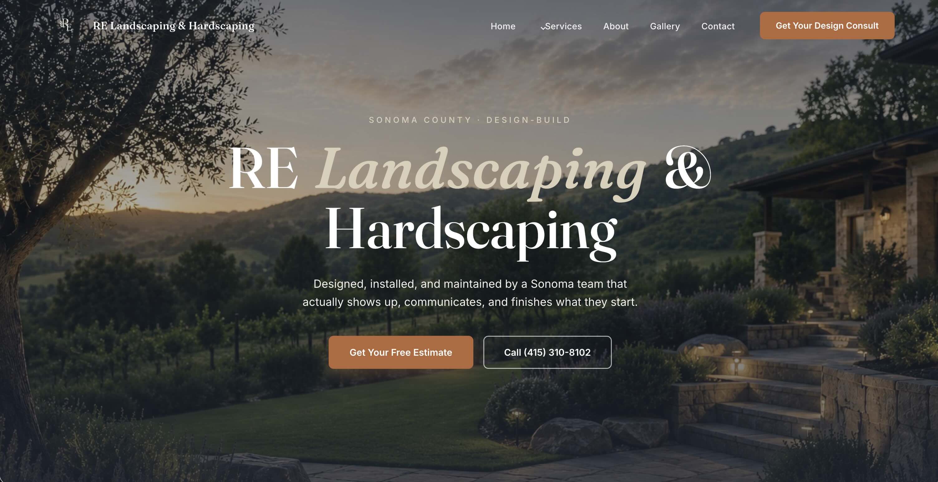 Homepage hero of the RE Landscape website, built by NexLead