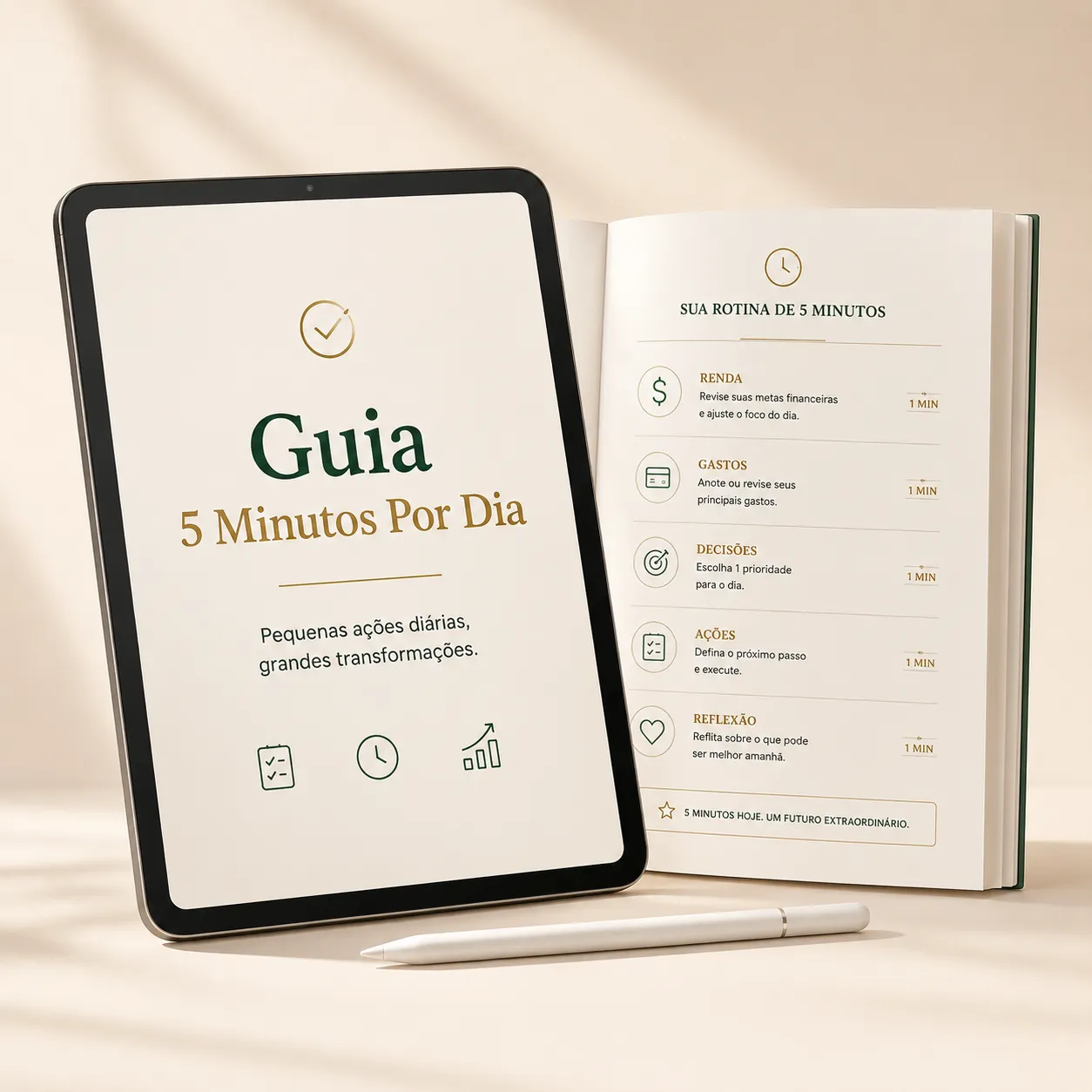 Tablet com o Guia 5 Minutos por Dia