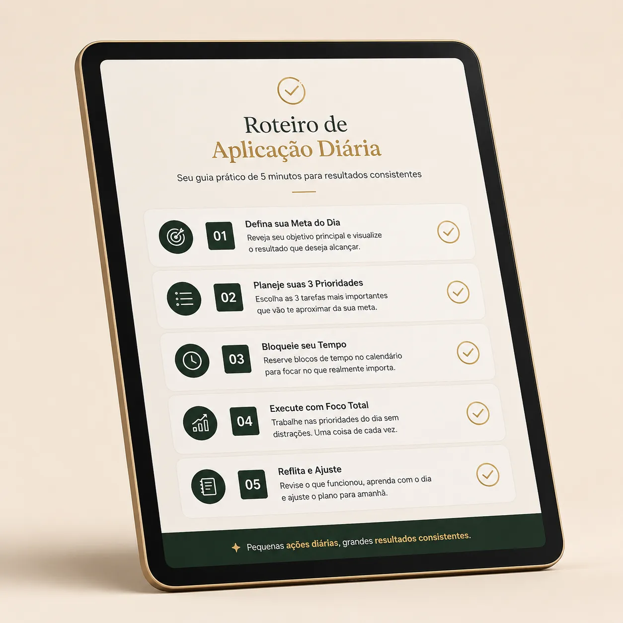 Tablet com o Roteiro de Aplicação Diária do SGL