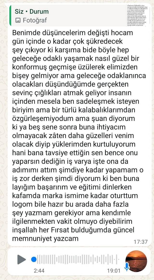 Katılımcı mesajı
