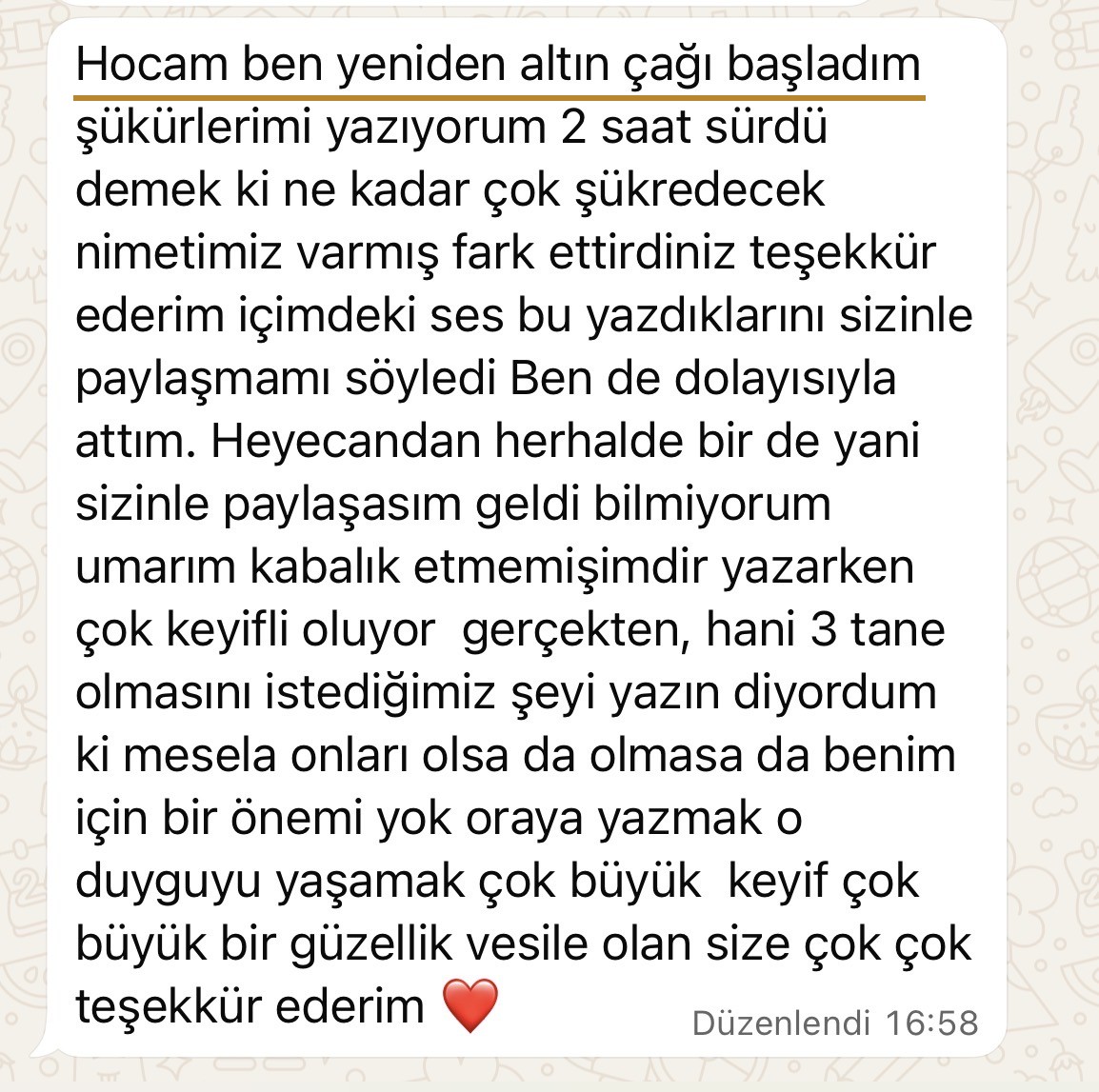 Katılımcı mesajı