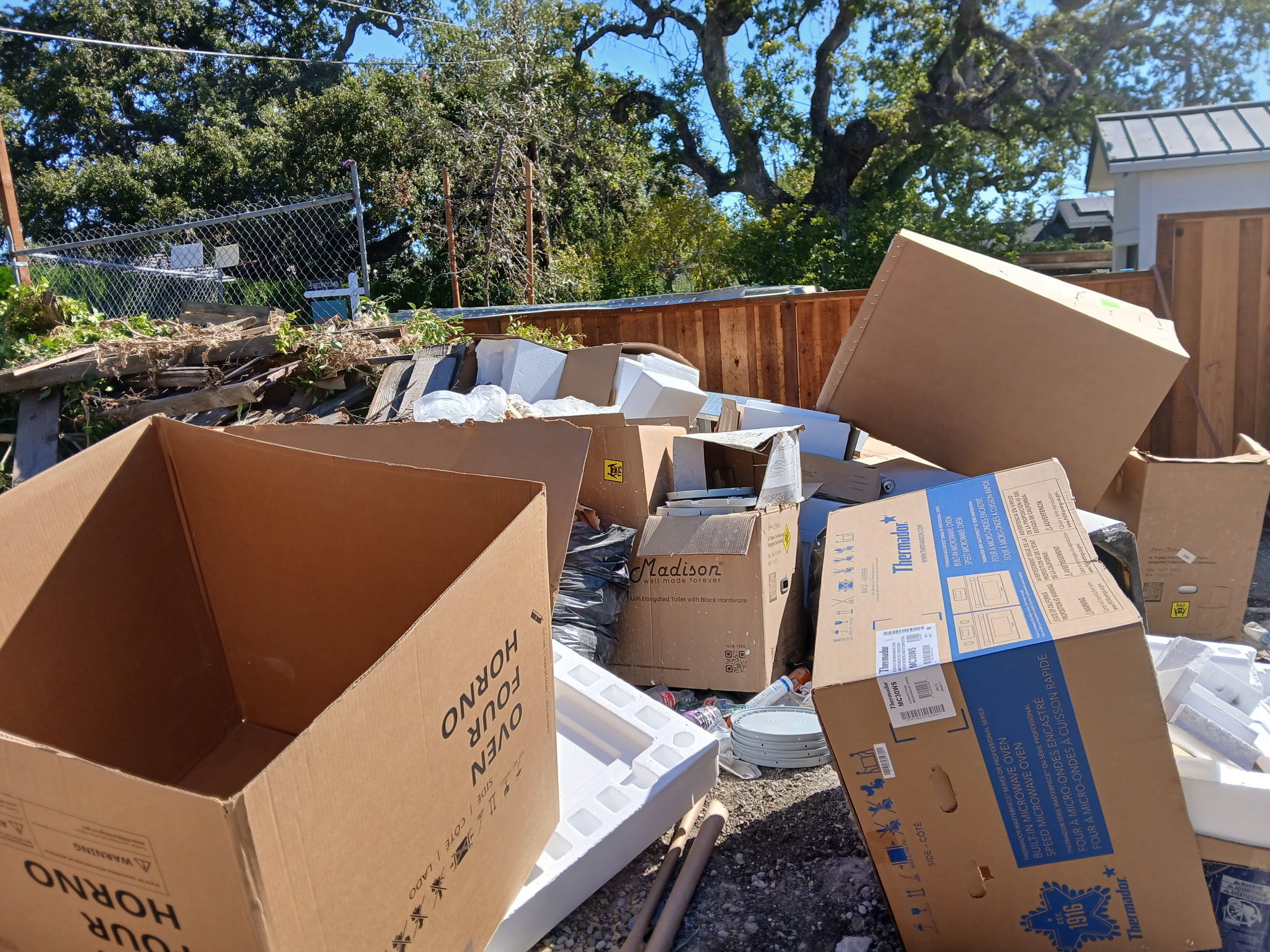 Construction debris removal pile loaded and ready for hauling