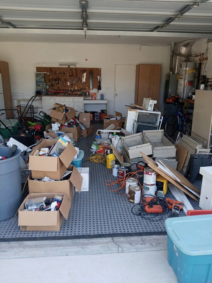 Residential property cleanout with household junk removed