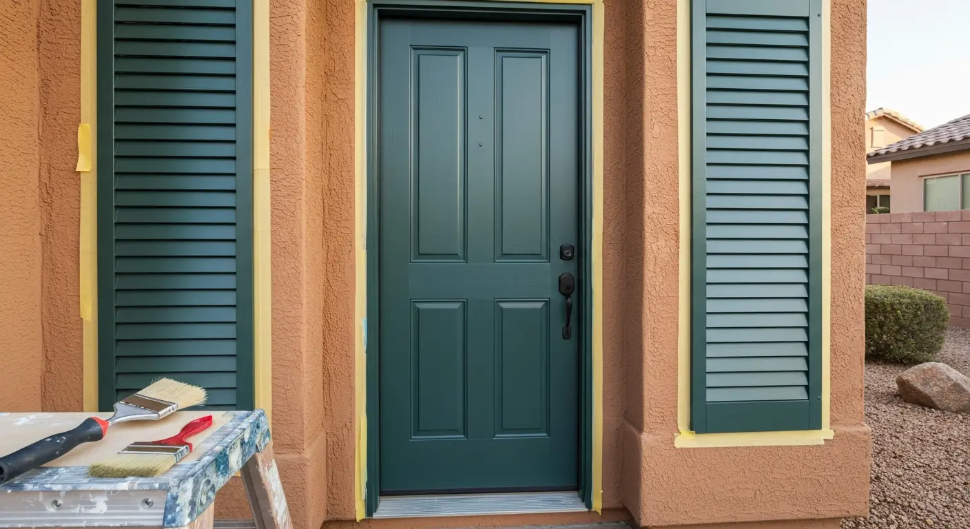 Painted exterior door and shutter details