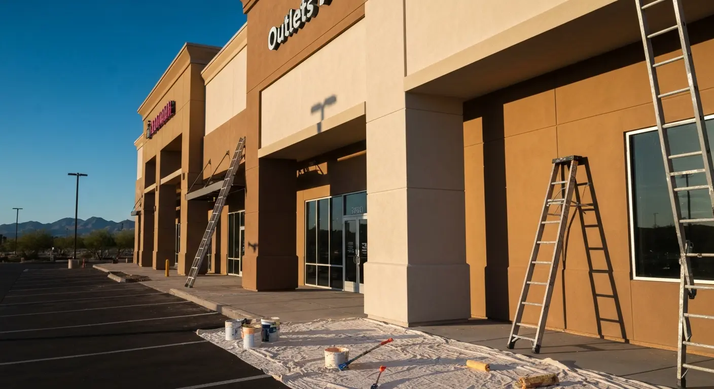 Commercial building exterior painted