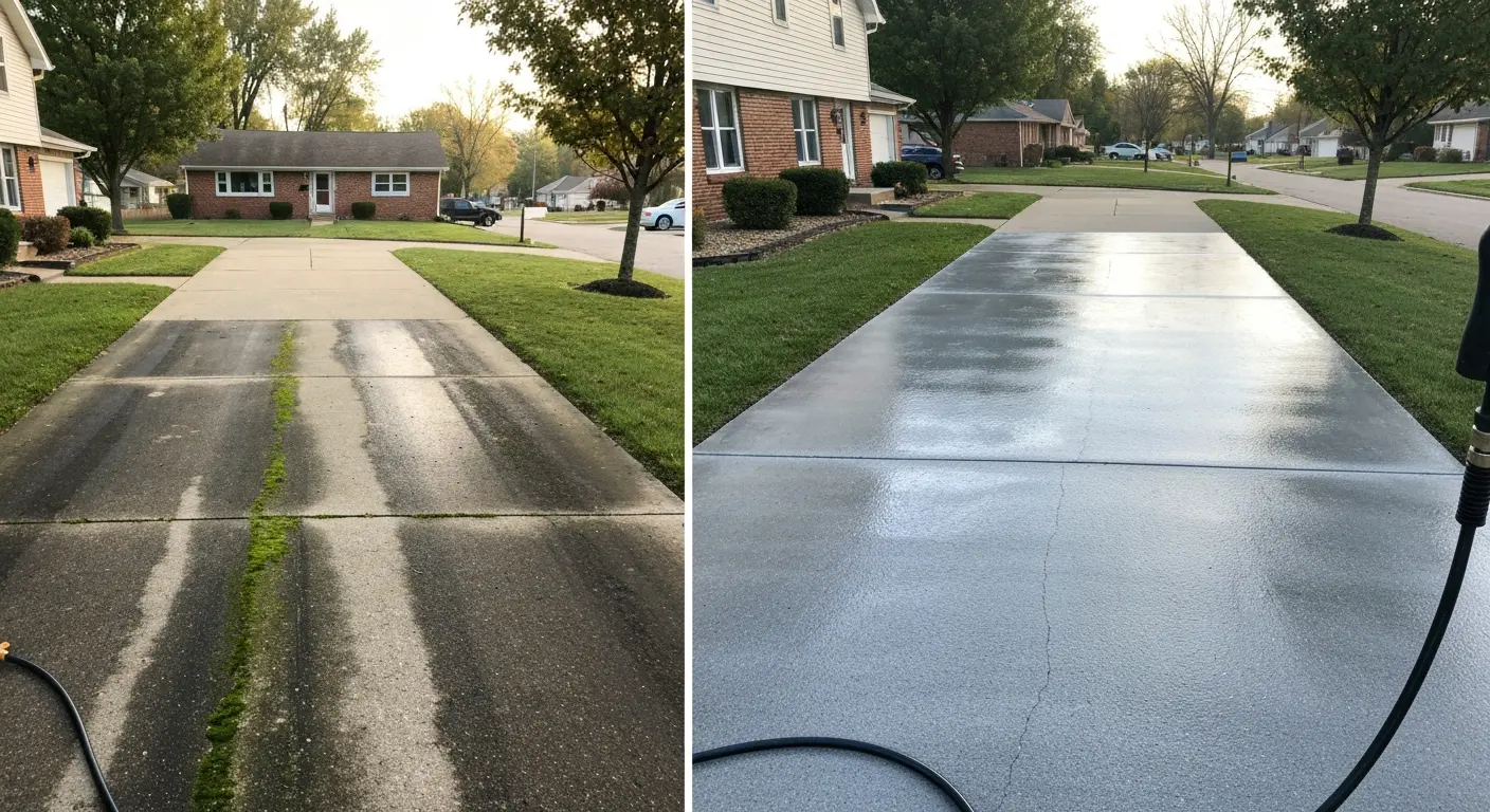 Pressure washing before and after