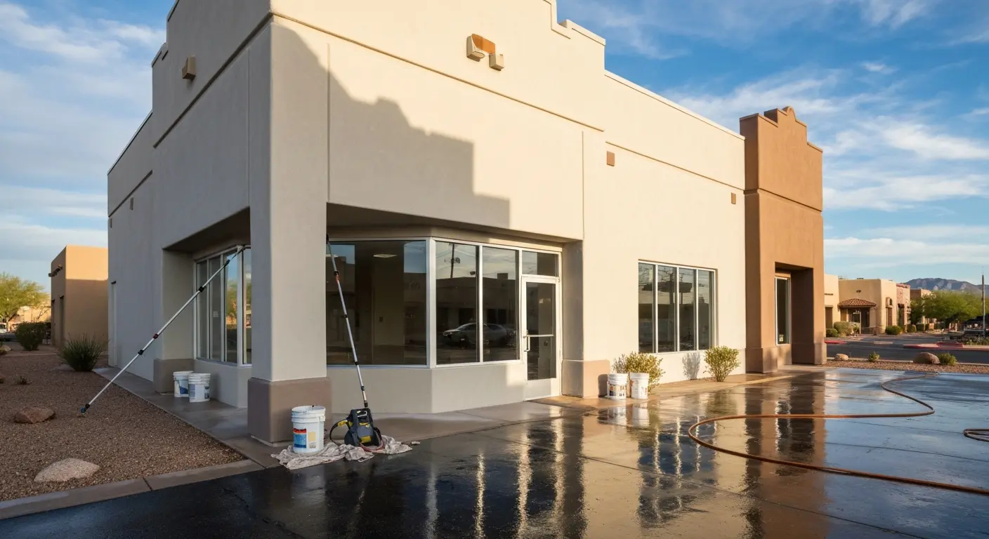 Commercial building exterior painting