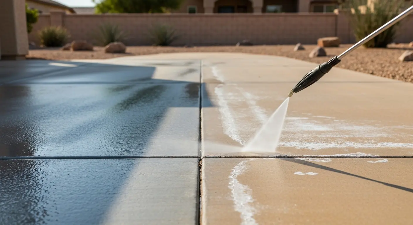 Pressure washing driveway in Laveen