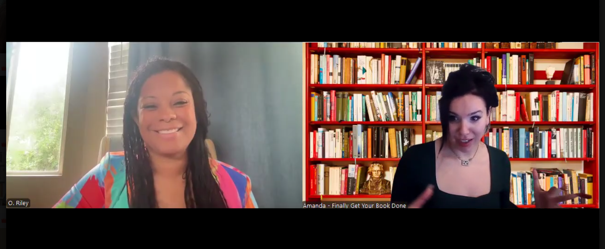 Professional writer working live with a client on Zoom