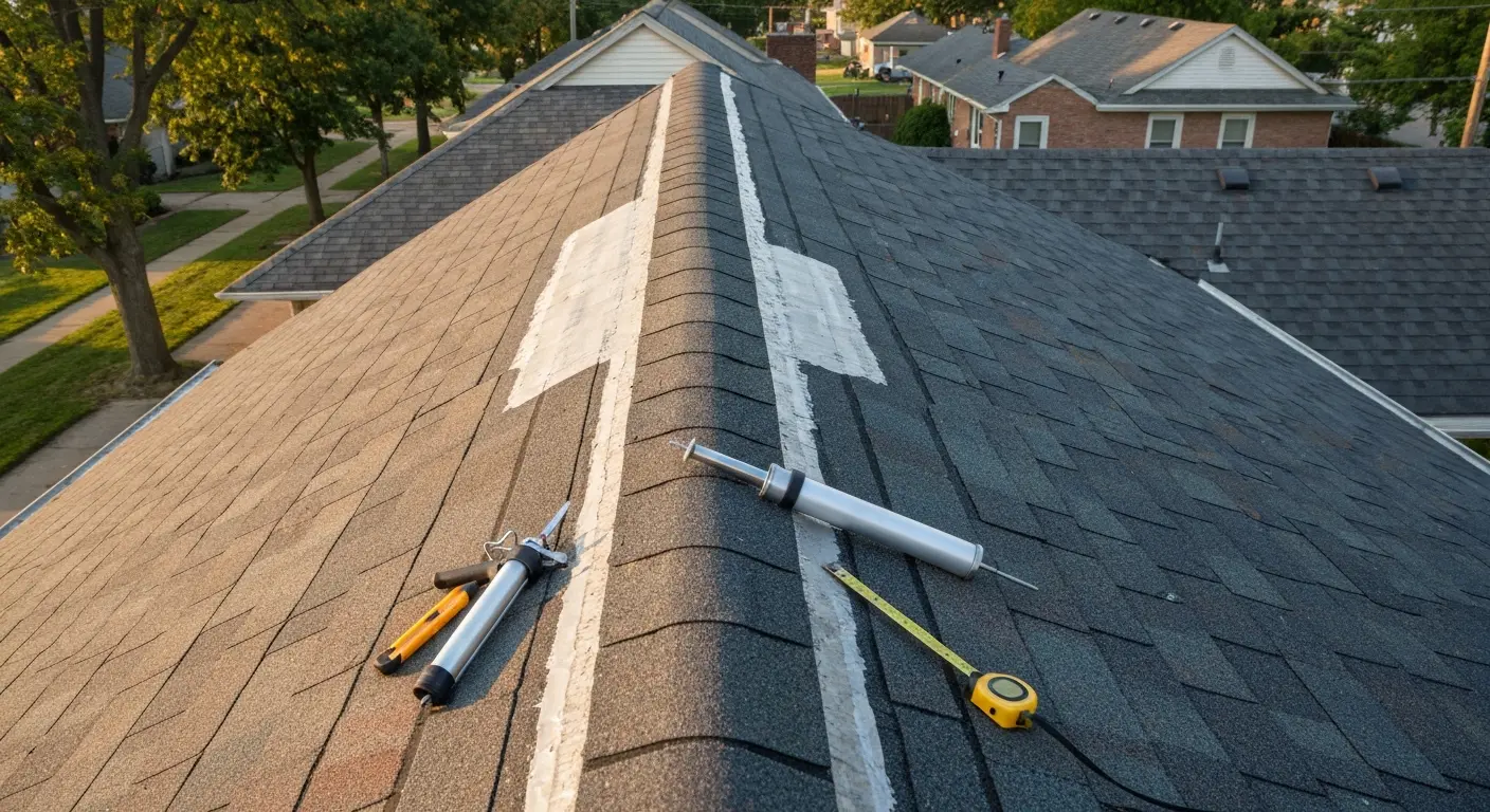 Roof repair close-up