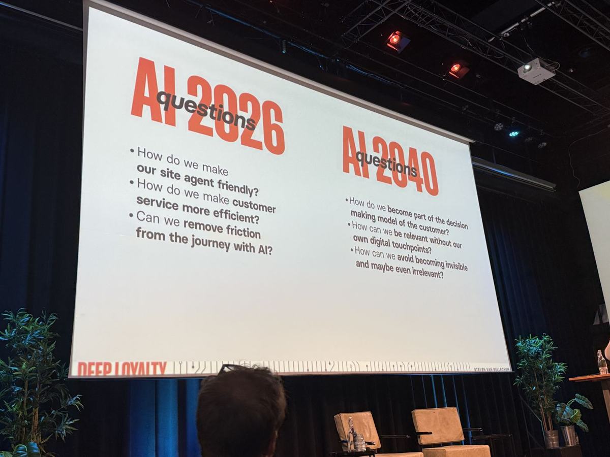 Slide: AI 2026 questions versus AI 2040 questions