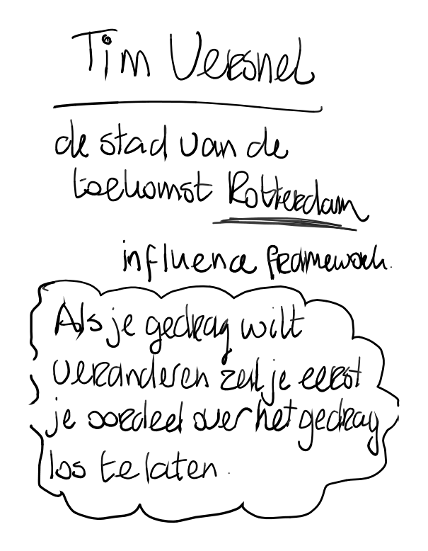 Handgeschreven notitie over Tim Versnel met de zin in een wolk