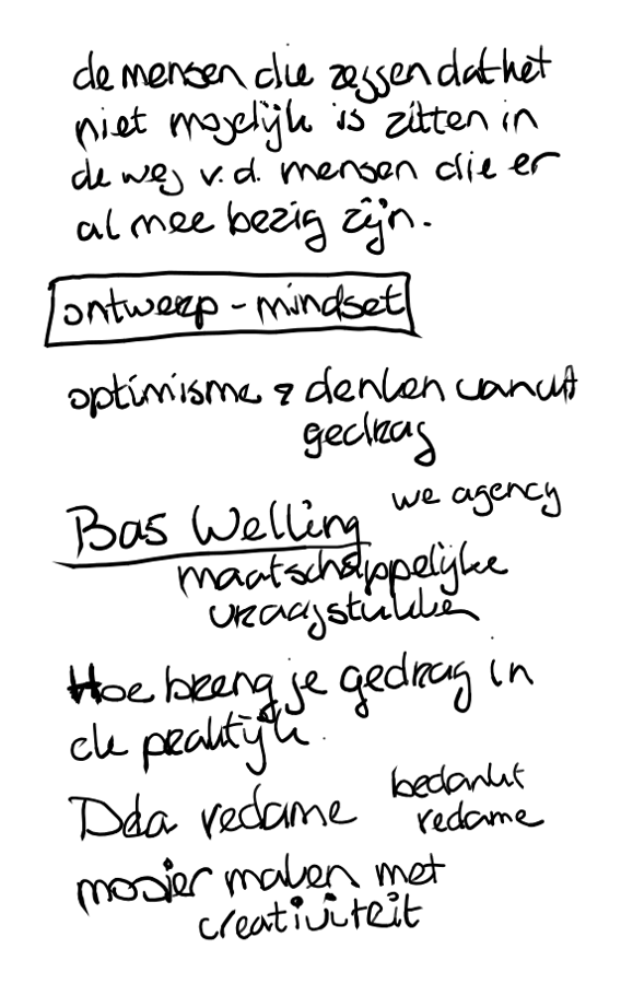 Handgeschreven notitie over Bas Welling