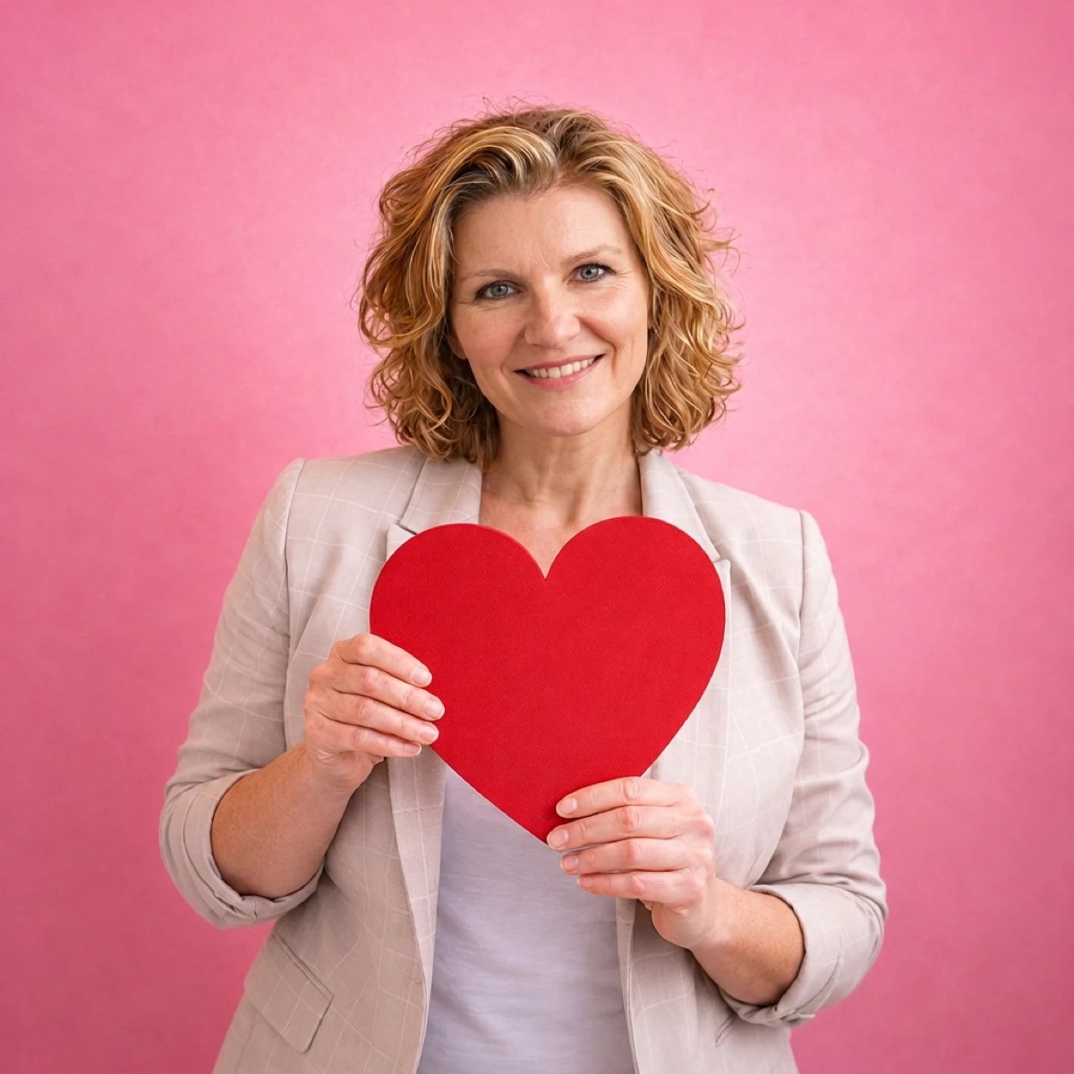 Patricia Heemskerk houdt een rood hart vast