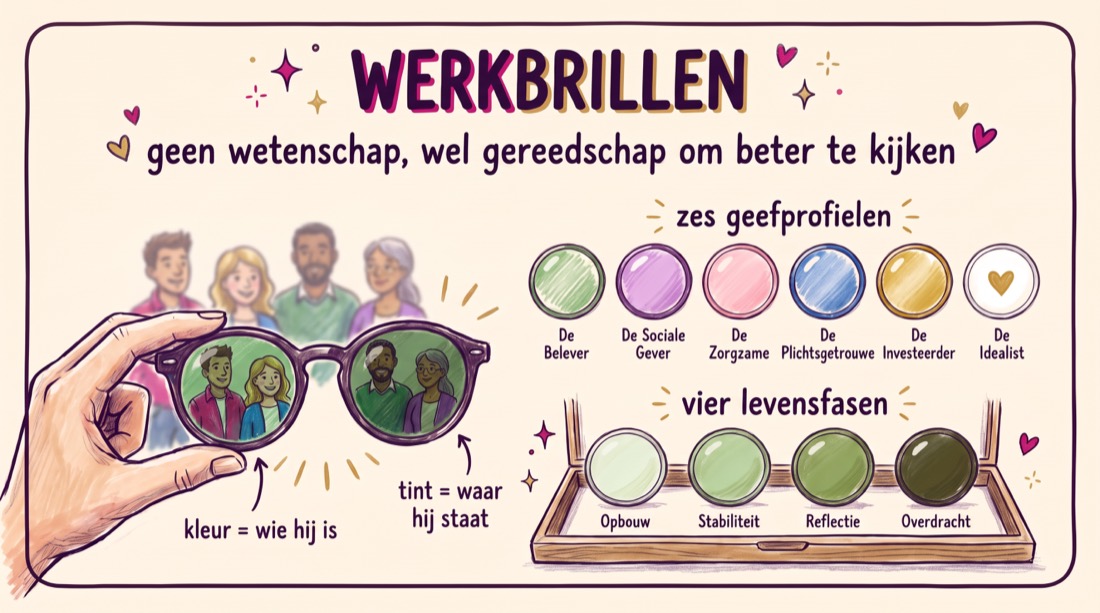Werkbrillen: zes geefprofielen en vier levensfasen als gekleurde brillenglazen