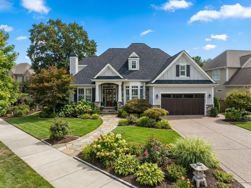 A finished home with a premium roof installed by Hoover Roofing