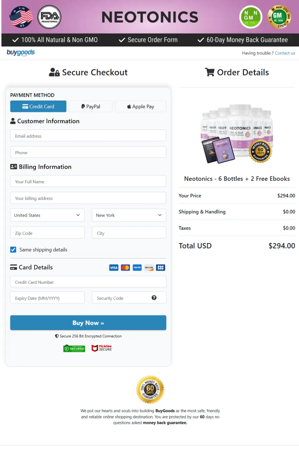 Neotonics order form