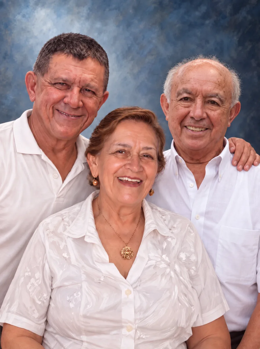 Abuelos reunidos en un retrato · retrato en lienzo FIRMACH