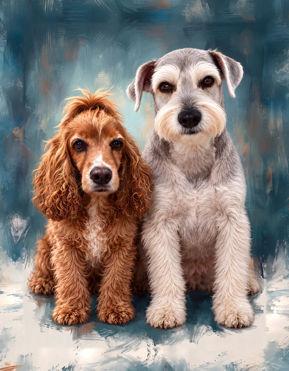 Dos perros estilo óleo · retrato en lienzo FIRMACH