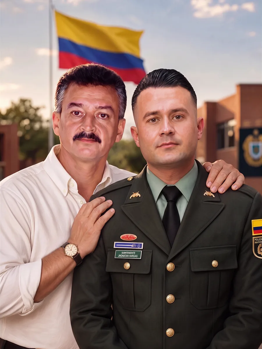 Militar con su padre · retrato en lienzo FIRMACH