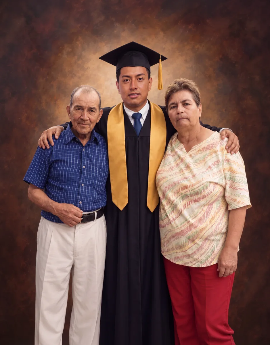 Grado con los abuelos · retrato en lienzo FIRMACH