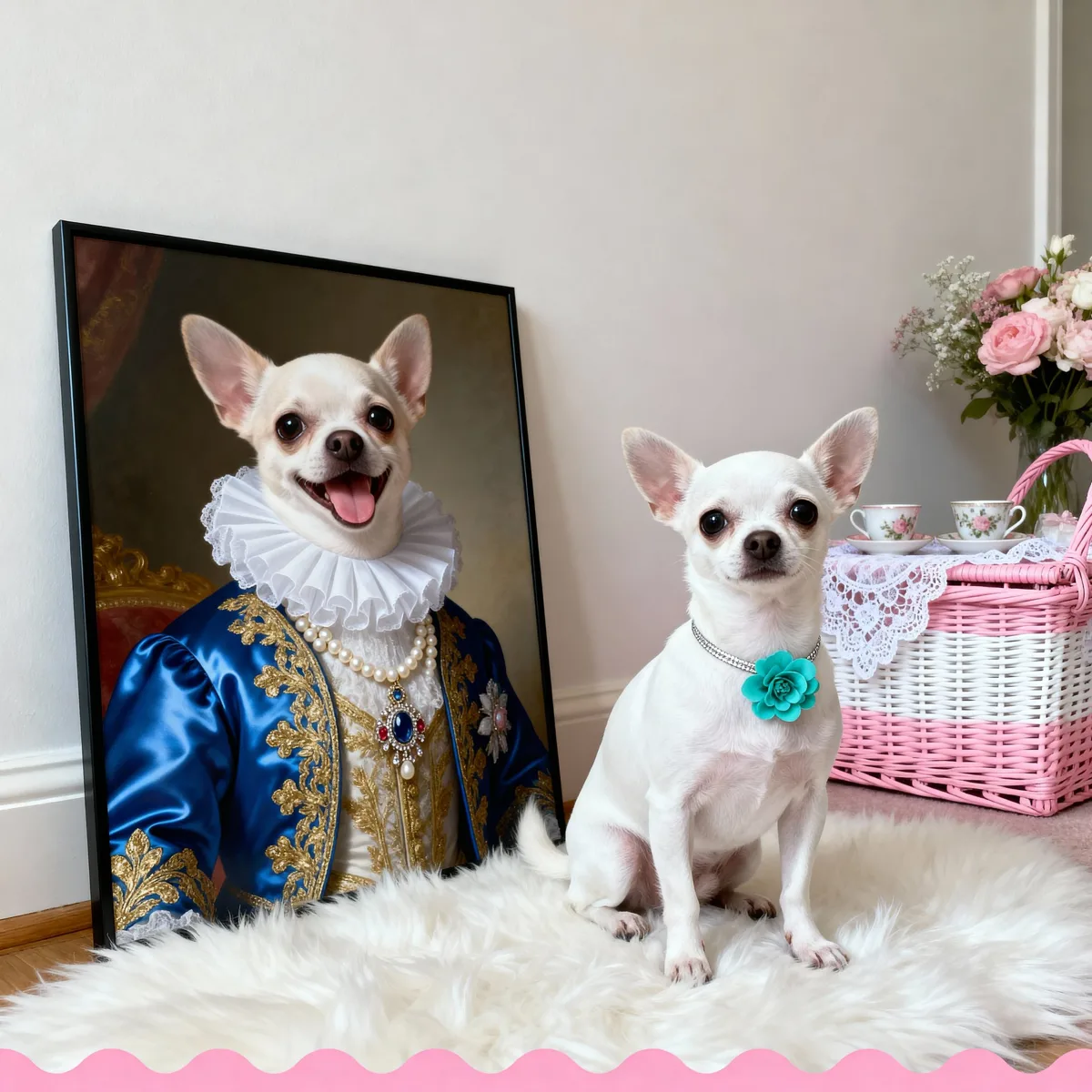 Chihuahuas de la realeza · retrato en lienzo FIRMACH