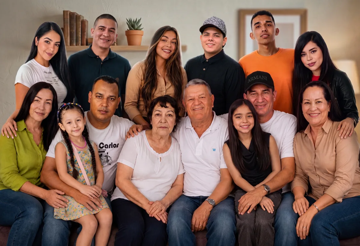Retrato en lienzo de 13 personas reunidas en un solo cuadro · retrato en lienzo FIRMACH