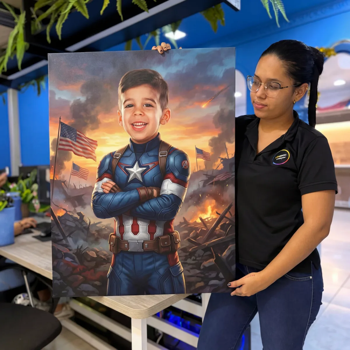 Capitán América · realista · retrato en lienzo FIRMACH