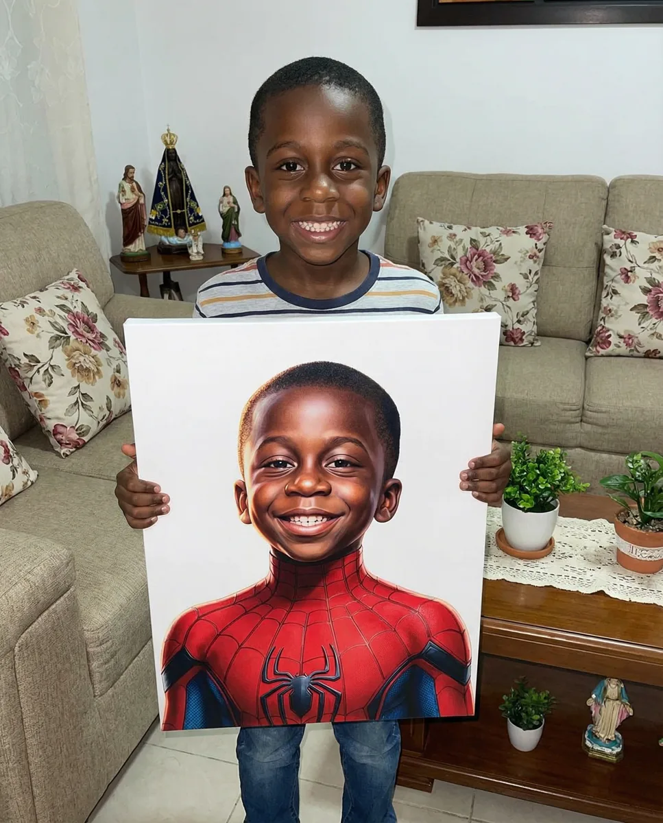 Spider-Man · fondo blanco · retrato en lienzo FIRMACH