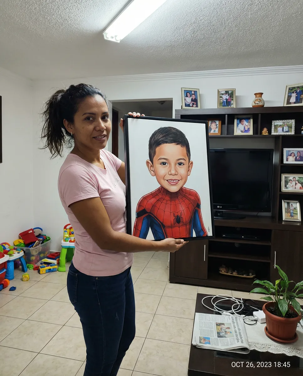 Spider-Man · caricatura · retrato en lienzo FIRMACH