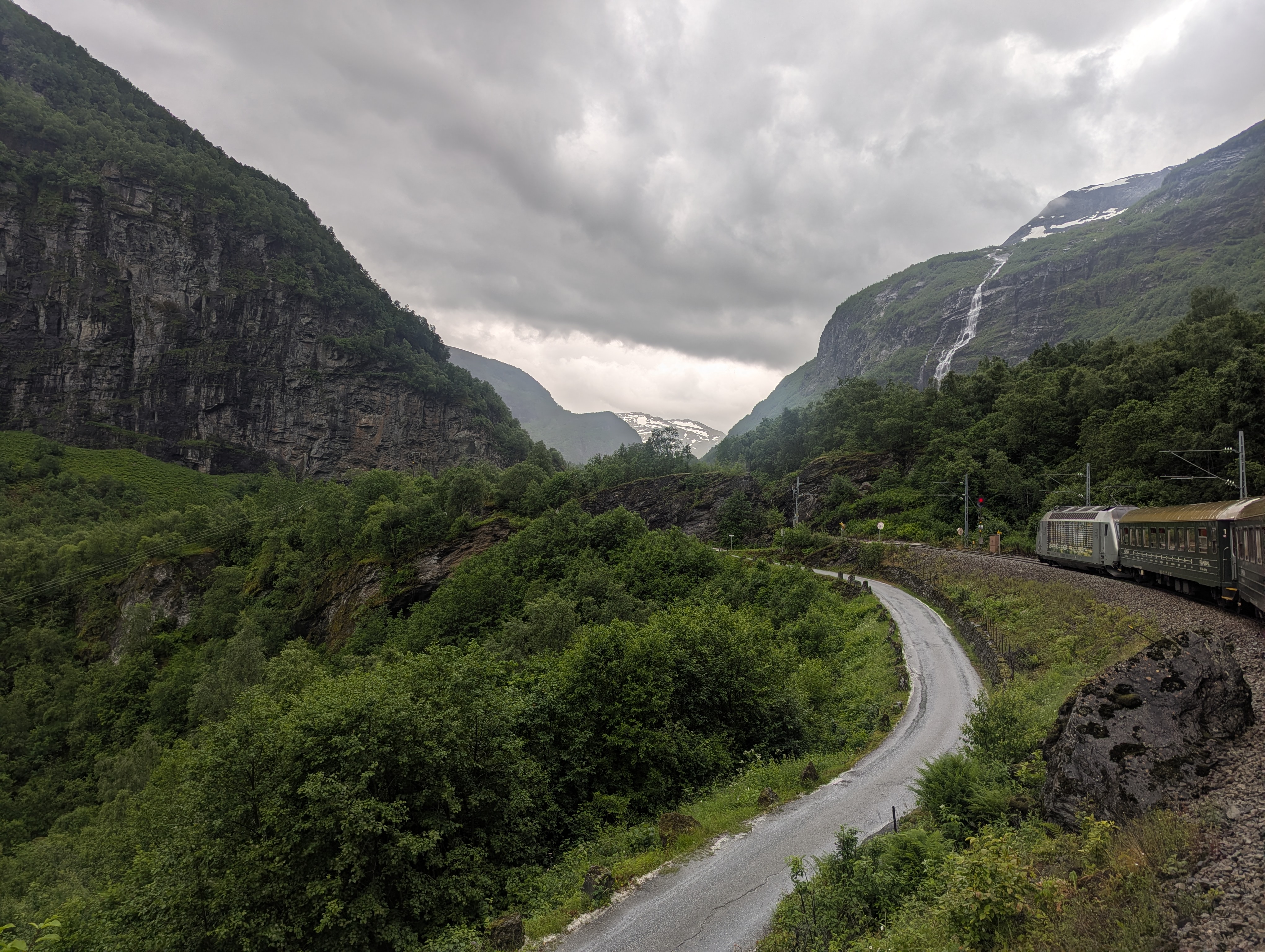 Beautiful view of the mountains as the Flåm Railway train ascends. Beautiful view of the mountains as the Flåm Railway train ascends.