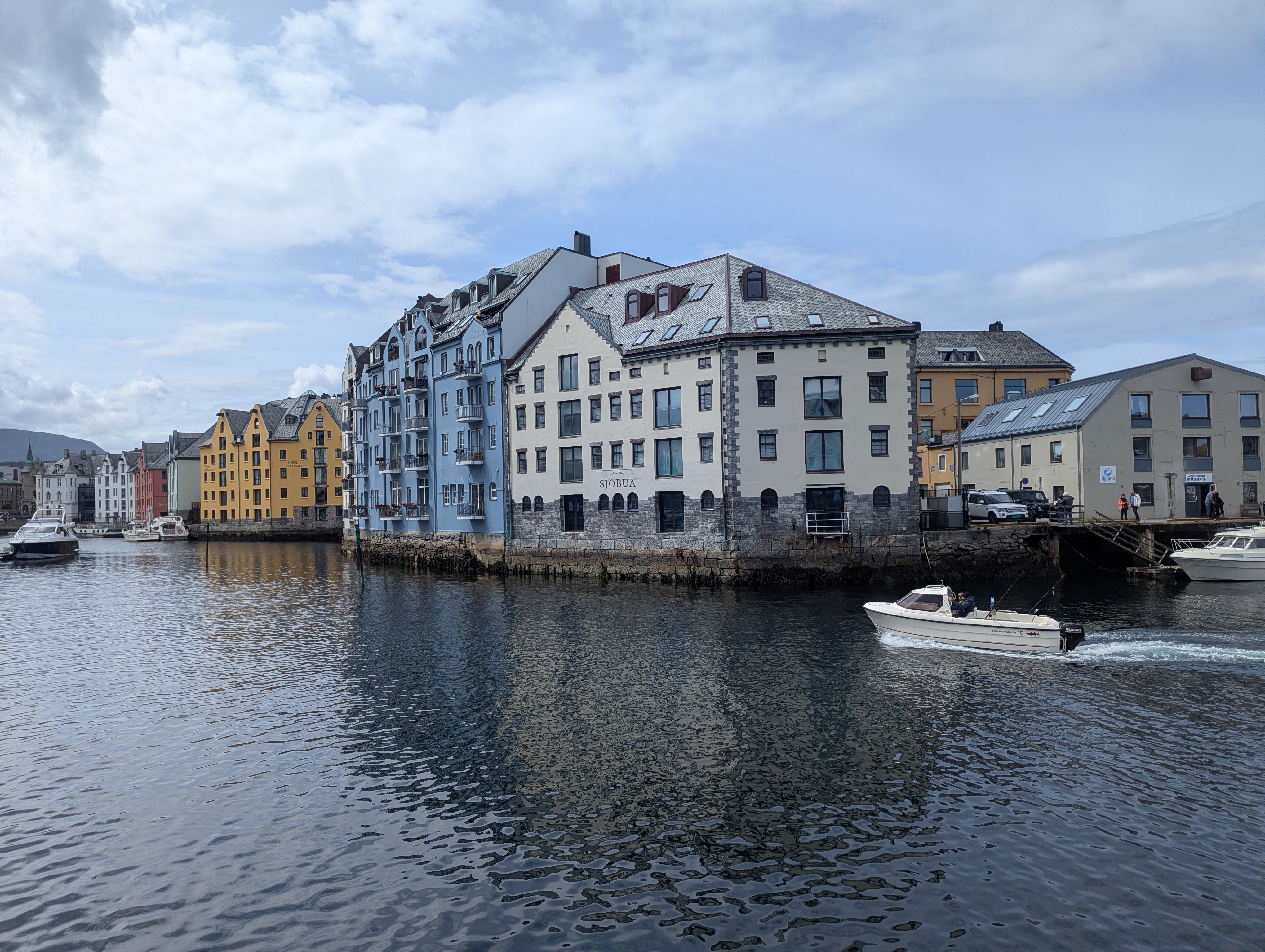 Alesund harbour with beautiful colourful harbour