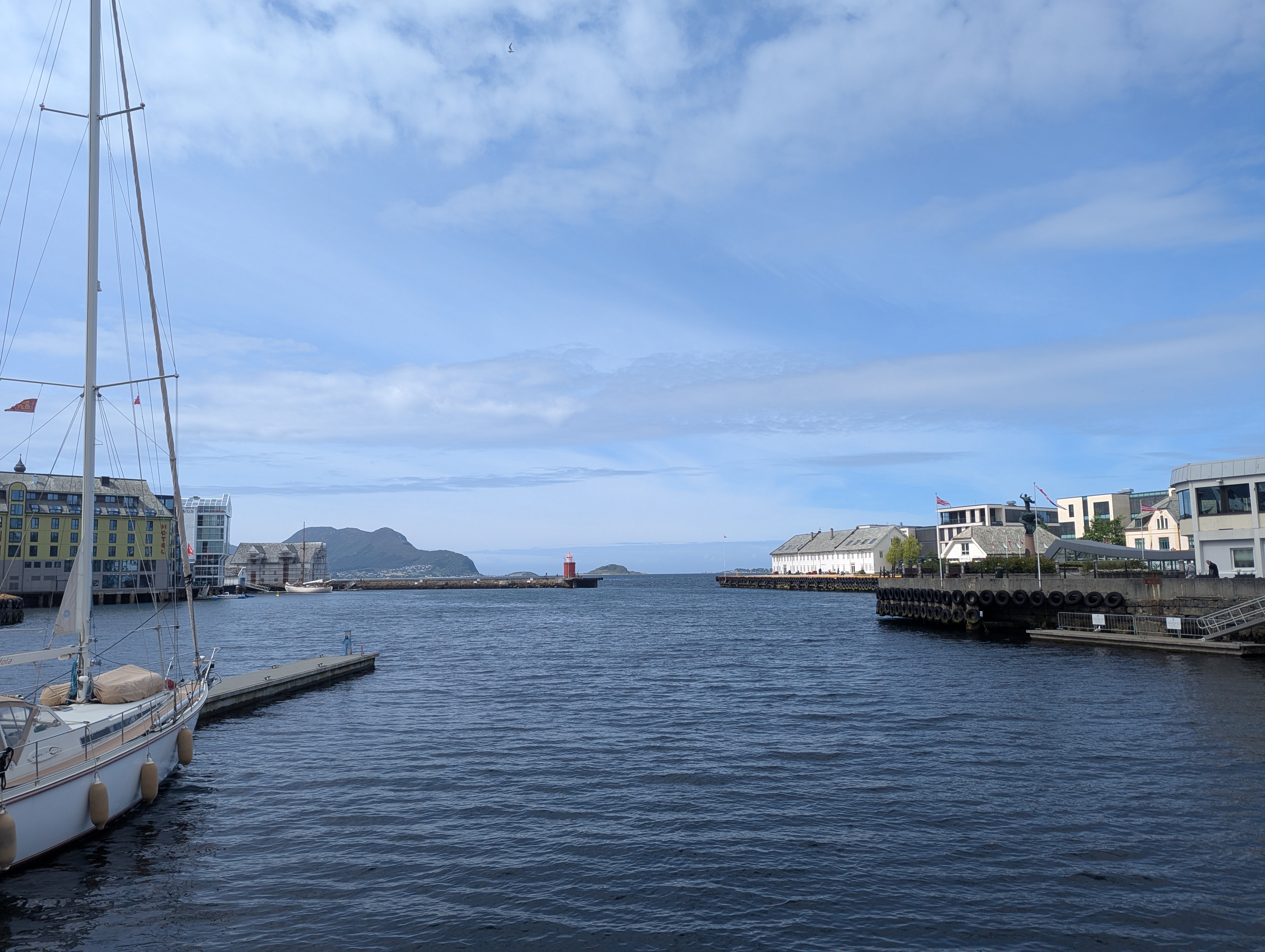 View of the Alesund harbour in Norway. 
