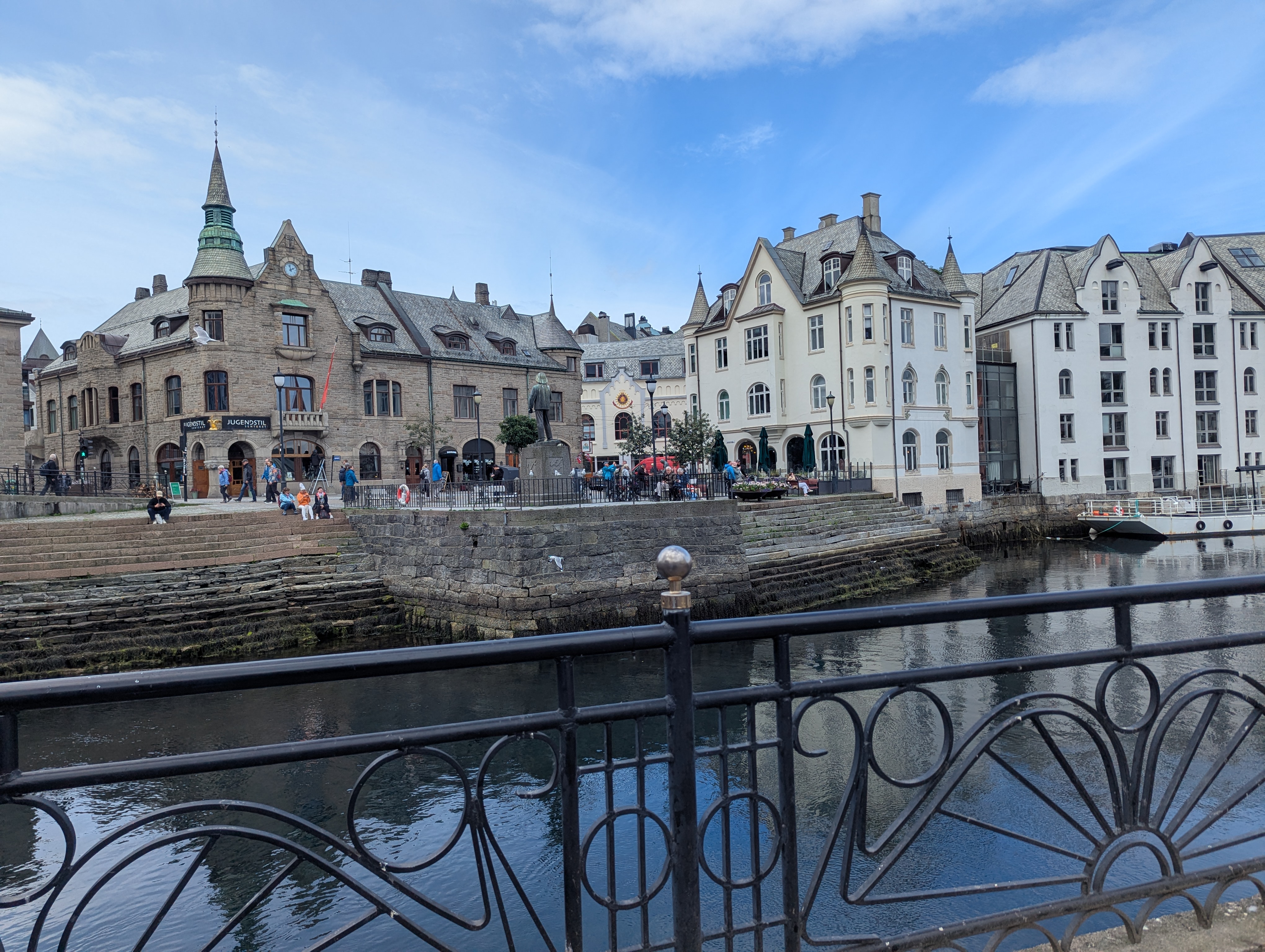 View of the Art Nouveau Centre from across the canal in Alesund Norway