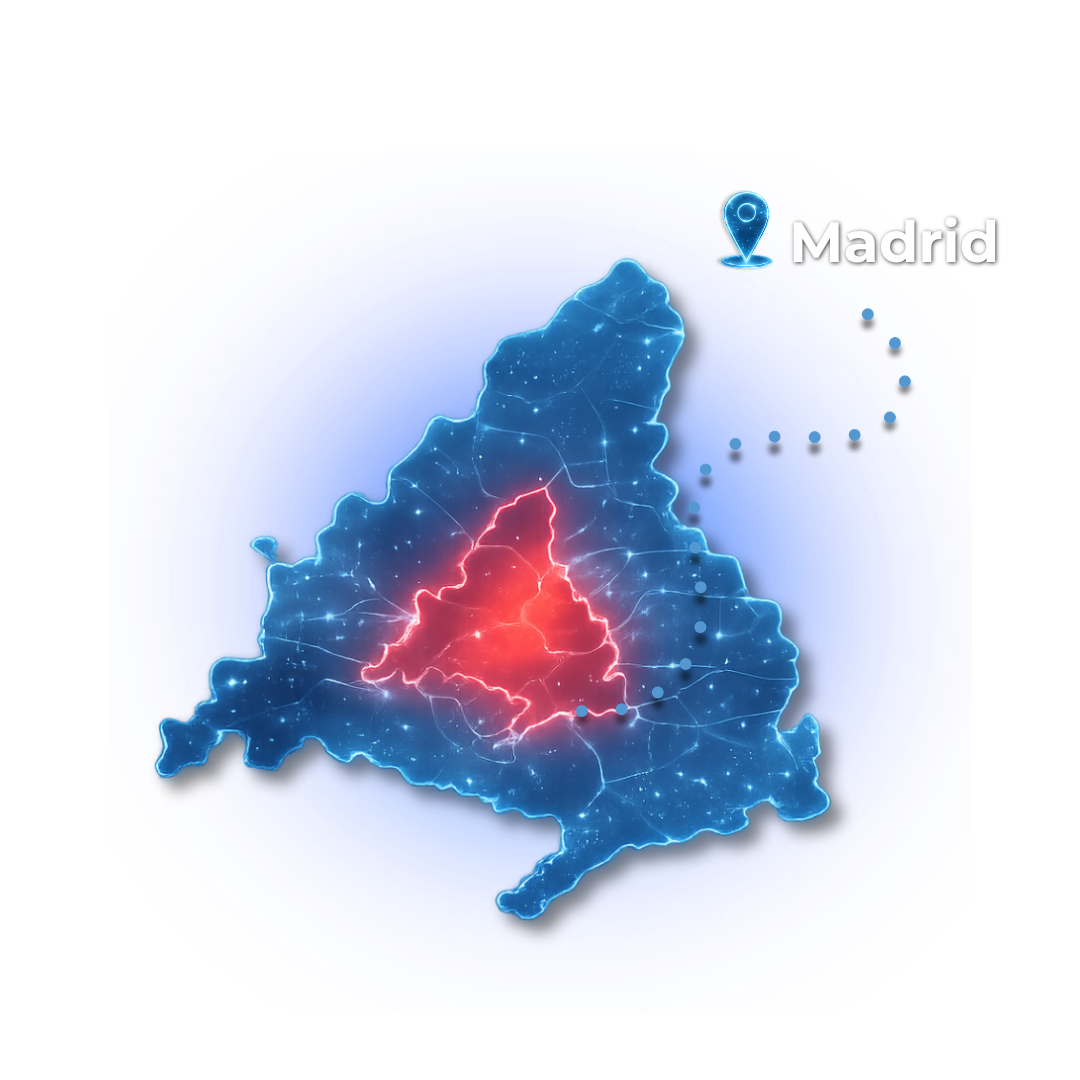 Mapa de cobertura de automatización de WhatsApp para atención al cliente en Madrid