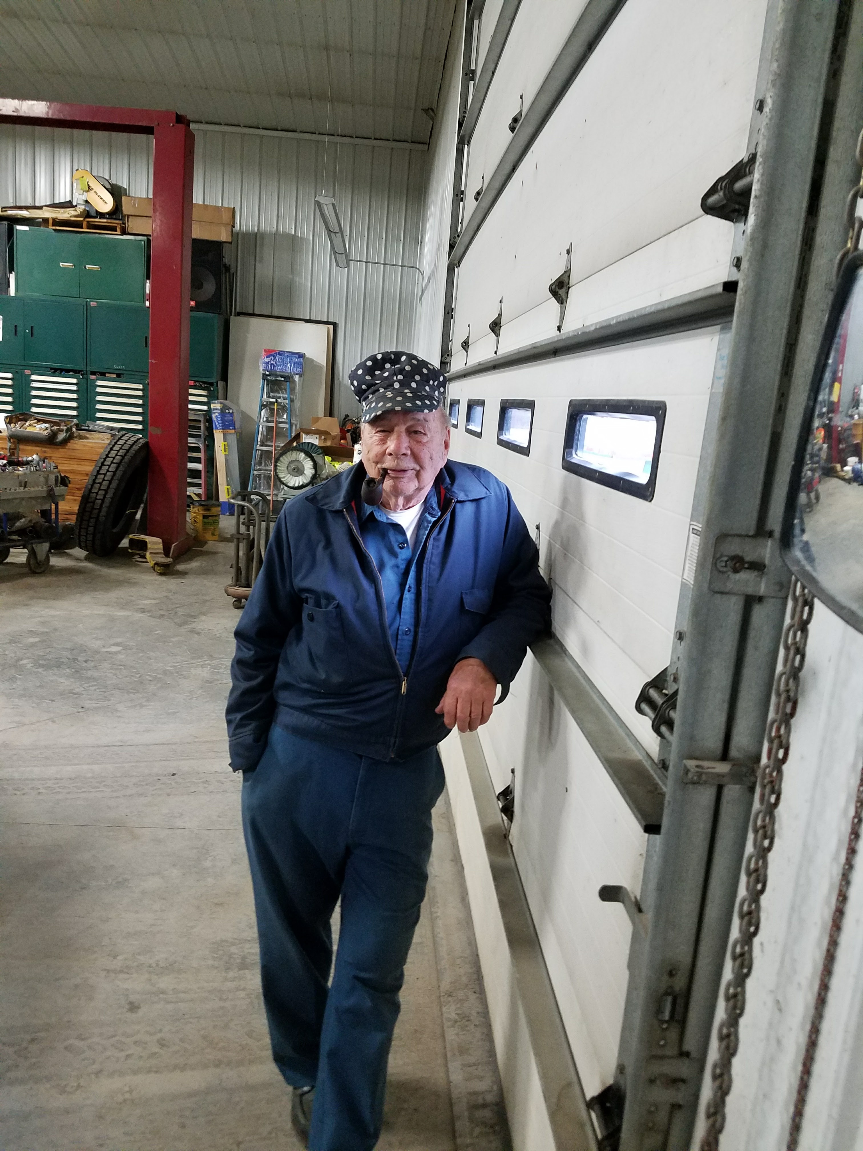 The Hahn's founder in the shop
