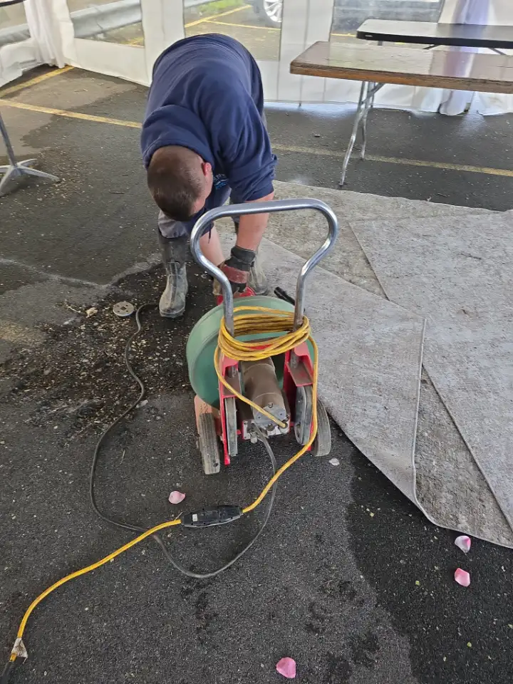Hahn's tech clearing a drain line